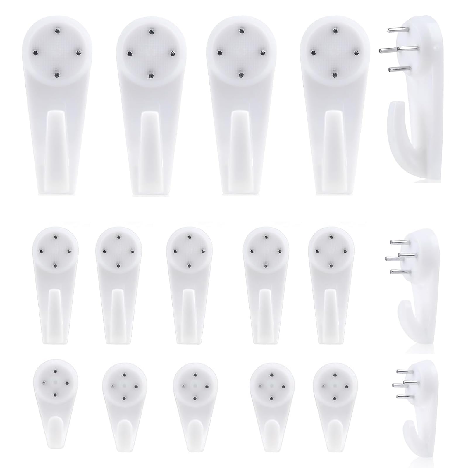 60pcs Non-Trace Picture Hooks for Hard Wall, Picture Hanging Kit for Picture Frame Fixing, Picture Hanger Hook for Plasterboard Walls Drywall Concrete Wall