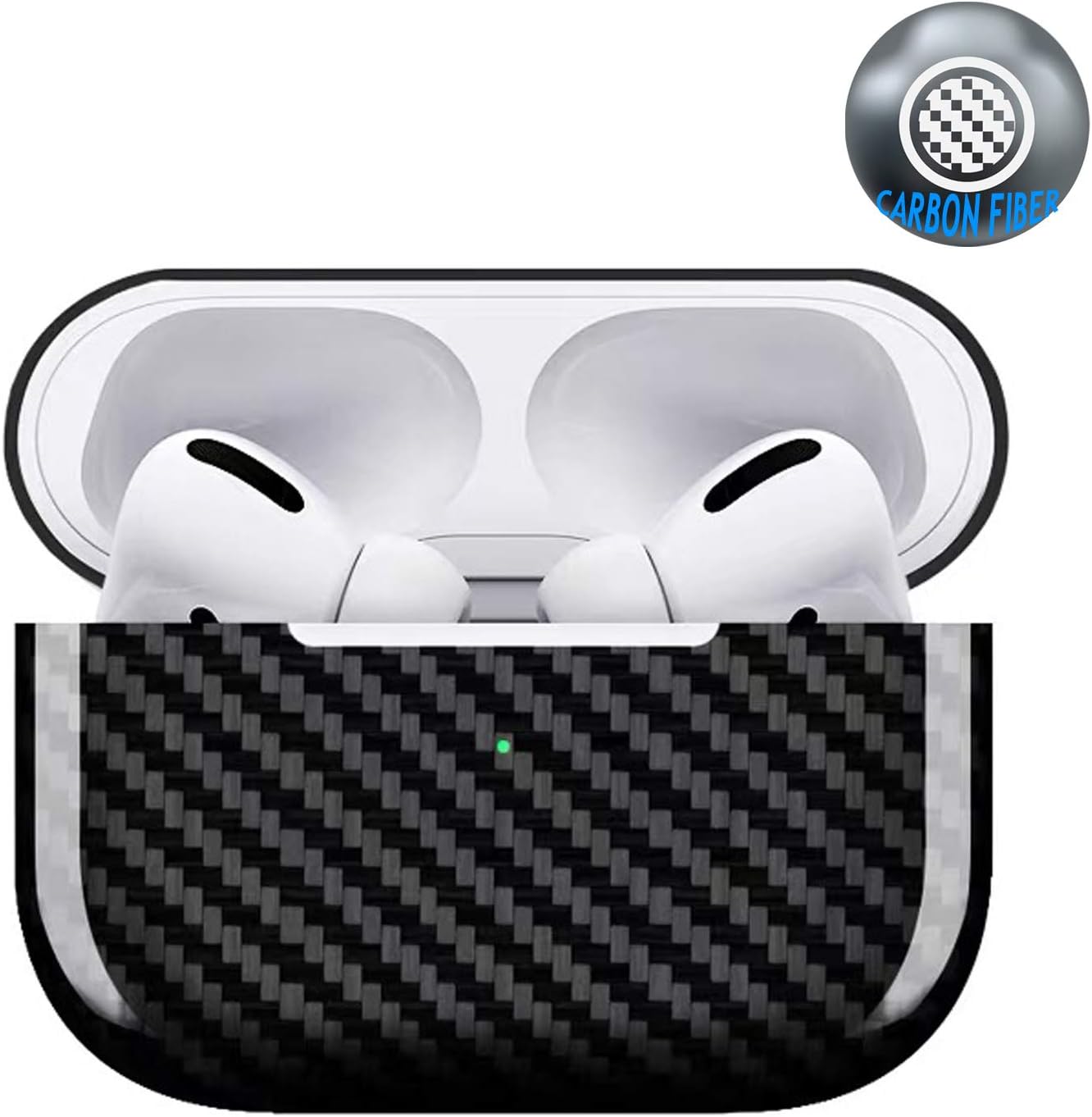Genuine Carbon Fiber Airpods 3 Cover Case, Apple Airpods Pro Wireless Headset Case Box, Ultra Slim Front LED Visible Shockproof Protection Case