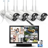 All-in-One Monitor & 2-Antennas Enchance Outdoor Security Camera System Wireless with Monitor WiFi Home Surveillance System 3.0MP Video Surveillance DVR Kit