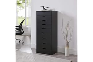 Naomi Home Bianca 9 Drawer Chest, Wood Storage Dresser Cabinet, Large Storage Organizer Makeup Drawer for Closet, Bedroom, 200 lbs Total Capacity - Black