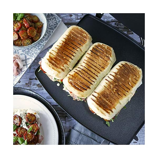 Breville Sandwich/Panini Press & Toastie Maker | 4-Slice | Non-stick-coated aluminium plates | Stainless Steel [VST026]