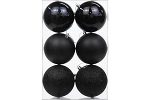 OAIRSE 3.94" Large Christmas Balls Shatterproof Black Christmas Ornaments 6 Pcs Big Black Ornaments for Xmas Tree Holiday Wedding Party Decorations
