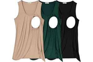 PARNIXS Summer Women's Maternity Nursing Tank Top Sleeveless Comfy Breastfeeding Clothes