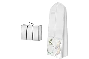 Wedding Dress Garment Bag, Dance Garment Bag, Waterproof Travel Garment Bag with 4 Clear Zipper Pockets (3 Front + 1 Back), D