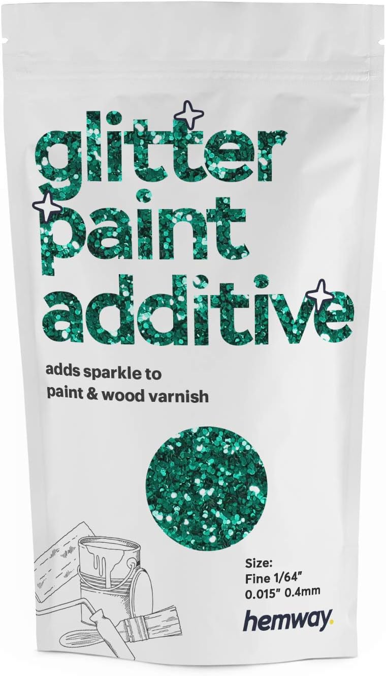 Hemway Turquoise Blue Glitter Paint Additive Fine 100g for Adding Sparkle to Paints & Varnish, Fine (1/64" 0.015" 0.4mm)