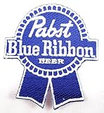 Pabst Blue Ribbon PBR Beer Patches 7x7.8 Cm Iron on Patch/embroidered Patch This Appliques Are Great for T-shirt, Hat, Jean ,Jacket, Backpacks