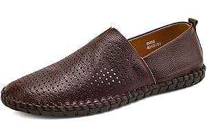 MITVR Men's Genuine Leather Loafer Shoes Slip On Soft Walking Driving Shoes