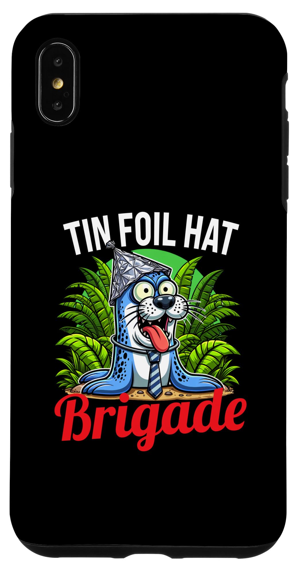 iPhone XS Max Funny Conspiracy Truth Seekers Cute Blue Seal Tinfoil Hat Case