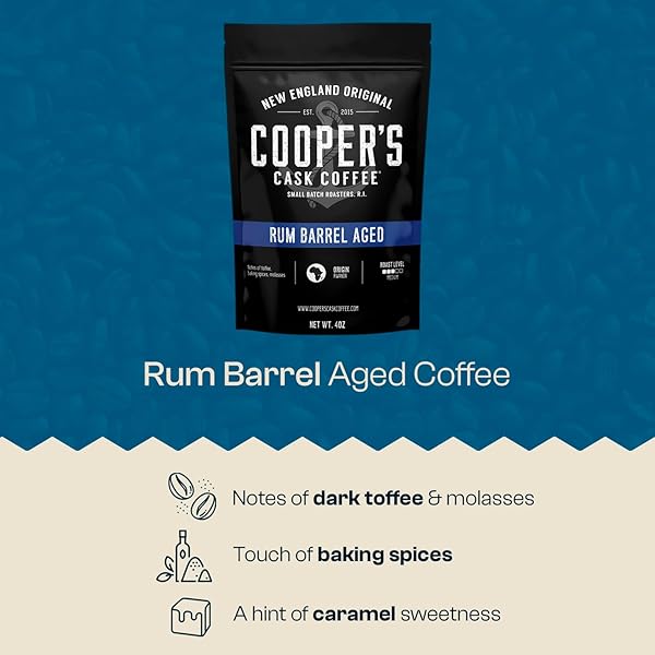 BOURBON BARREL AGED COFFEE GROUND SET, SINGLE ORIGIN SUMATRA WHISKEY, ETHIOPIAN RYE, RWANDA RUM ROASTED COFFEE BEANS (GROUND, 4 OUNCE (PACK OF 3))