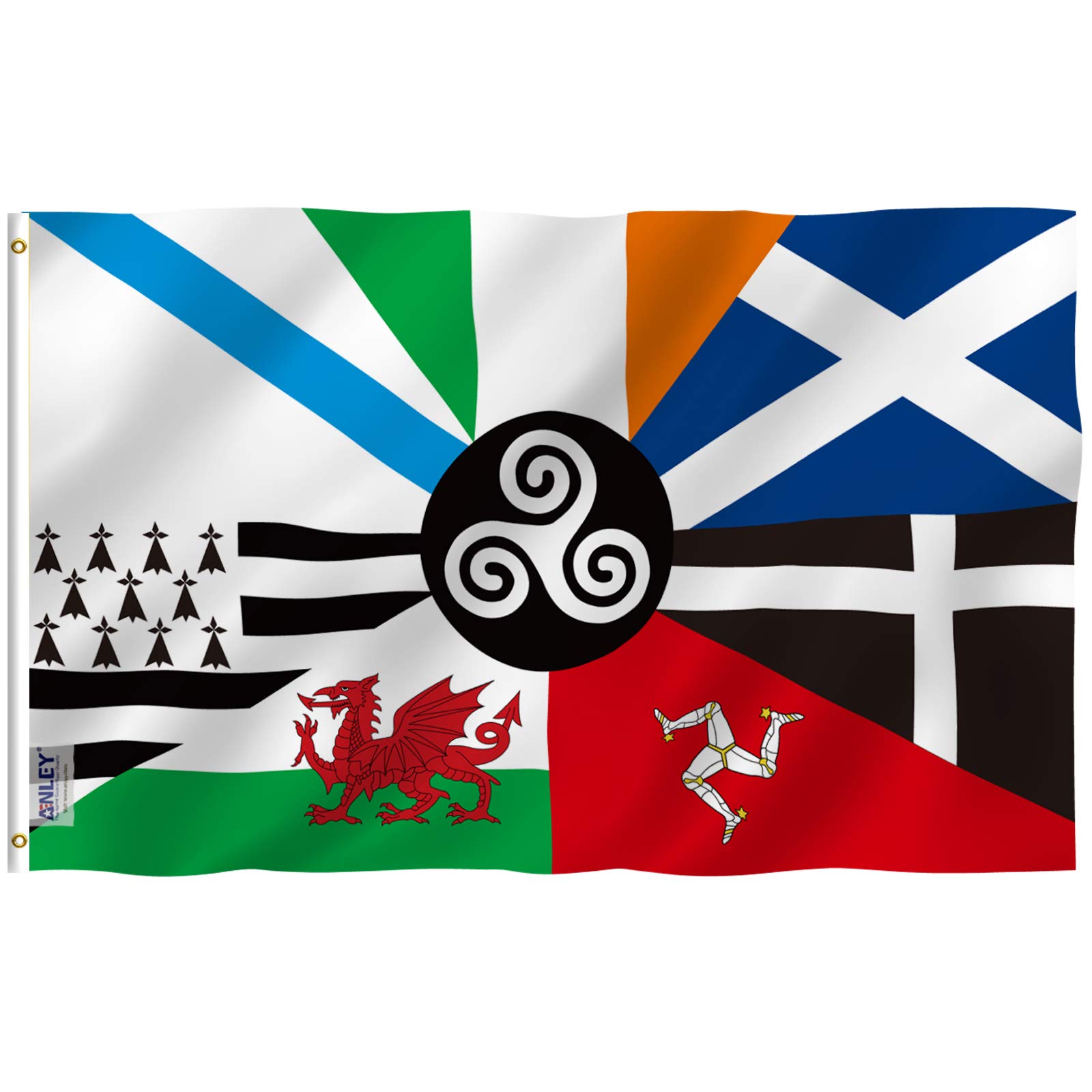 ANLEY Fly Breeze 3x5 Foot Celtic Nations Flag - Vivid Color and UV Fade Resistant - Canvas Header and Double Stitched - Celtic nations Flags Polyester with Brass Grommets 3 X 5 Ft