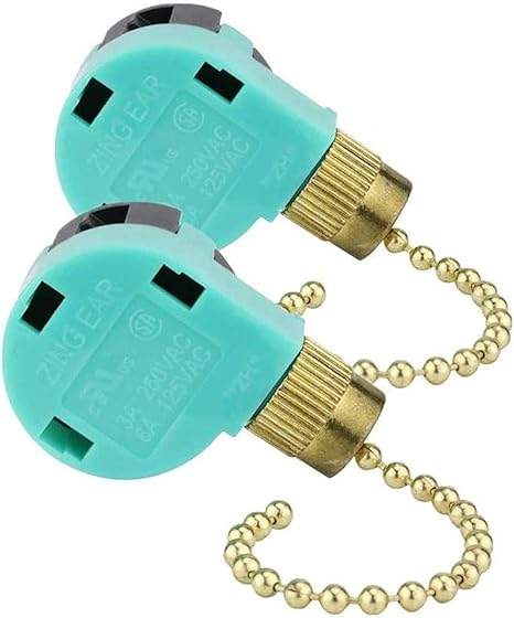 Amazon Com Ceiling Fan Switch Ze 268s6 3 Speed 4 Wire Pull Chain Switch Control Switch Compatible With Hunter Ceiling Fans Wall Lamps Cabinet Light 2 Pack Brass Kitchen Dining
