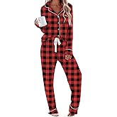 Aamikast Women's Pajama Sets Long Sleeve Button Down Sleepwear Nightwear Soft Pjs Lounge Sets