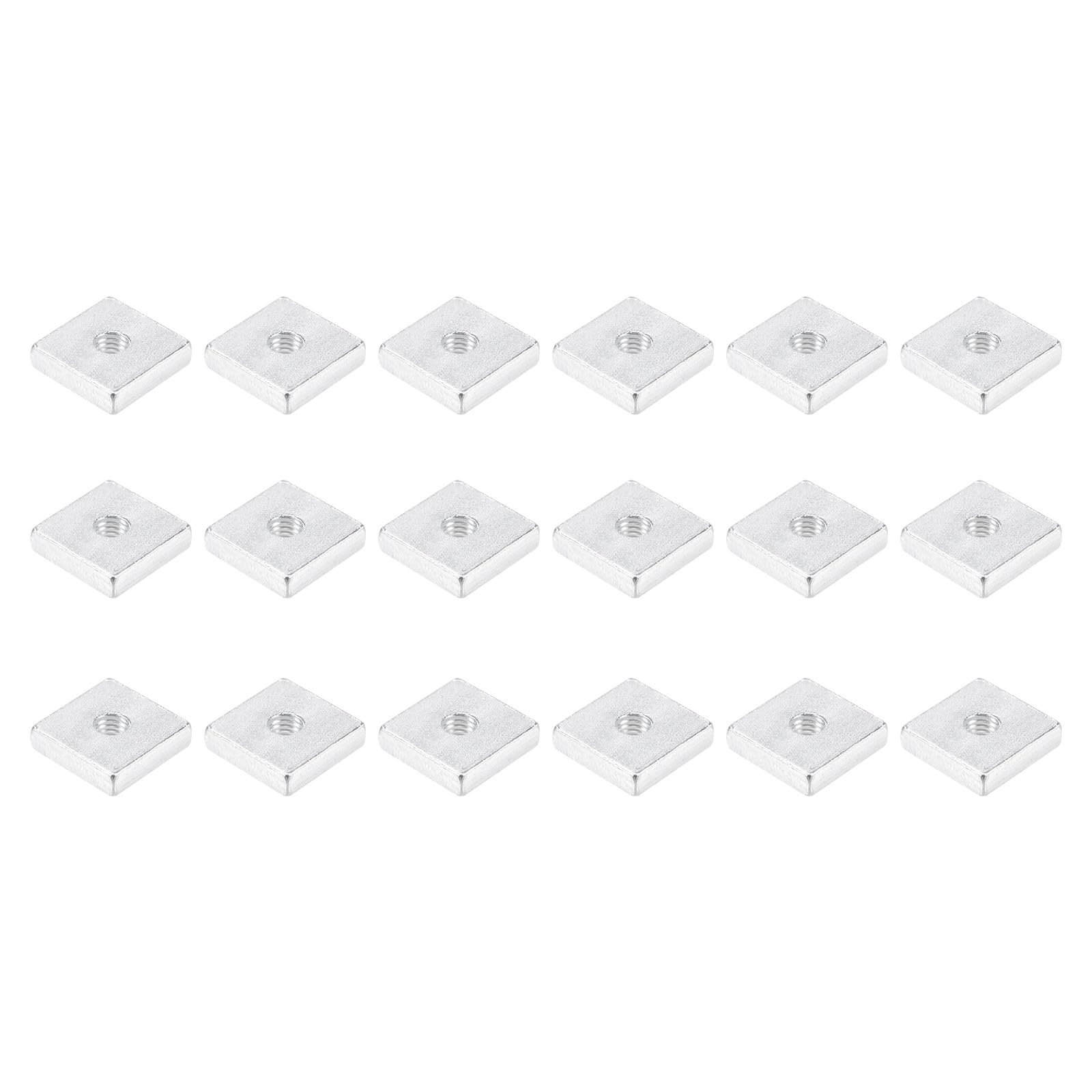 METALLIXITY Square Nuts (M6x20x5mm) 25Pcs, Carbon Steel Hardware Nuts - for Furniture Construction Mechanical Equipment Fasteners, Silver Tone