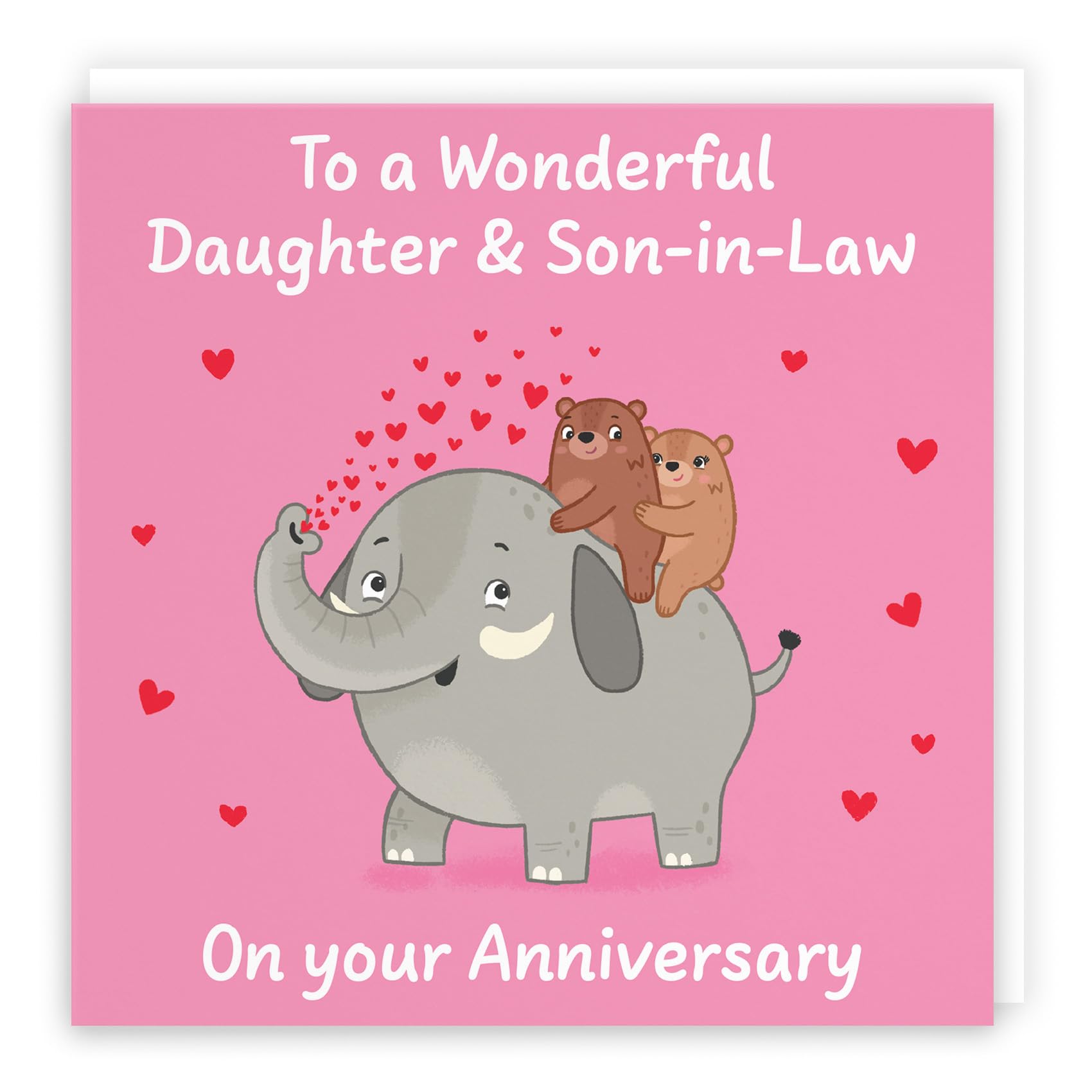 Hunts England - Cute Elephant Love Daughter And Son In Law Anniversary Card - Fun Bears Anniversary Card For Daughter And Son-in-Law - Love Story Collection