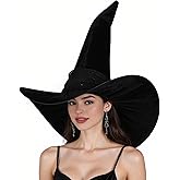 Witch Hat Halloween Adult Black Women's Large Witches Hat Costume Accessories for Party