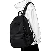 Black Middle School Backpack For Men Women Simple Backpack For College Students Aesthetic High School Bag Waterproof Bookbag For Teens Girls Boys