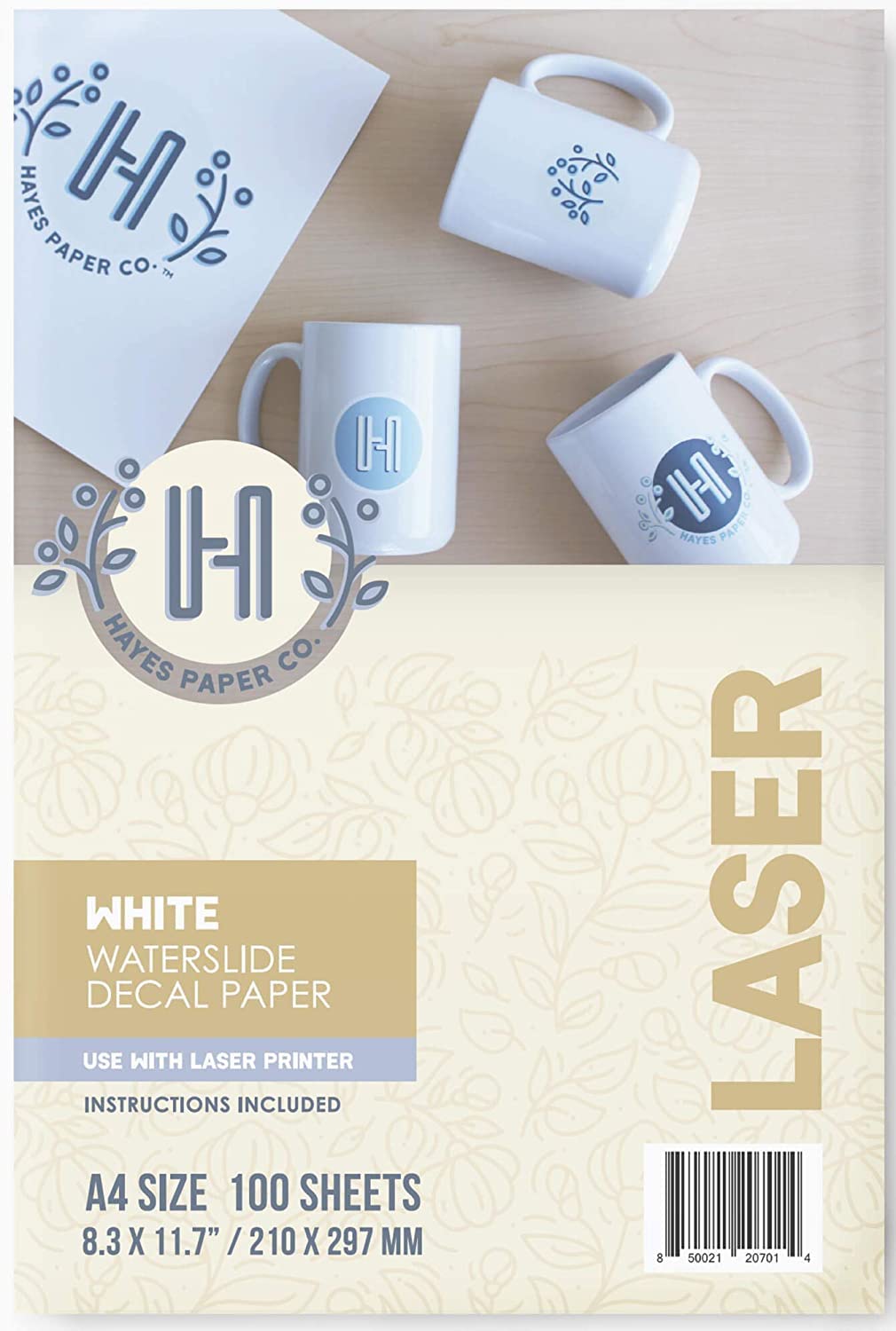 Hayes Paper Co, Waterslide Decal WHITE LASER (A4, 100 Sheets)