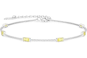 LOUISA SECRET Birthstone Bracelets for Women, 925 Sterling Silver Dainty Simple Women Charm Link Bracelet, Birthday Anniversary Jewelry Gifts for Women Wife Mom Her
