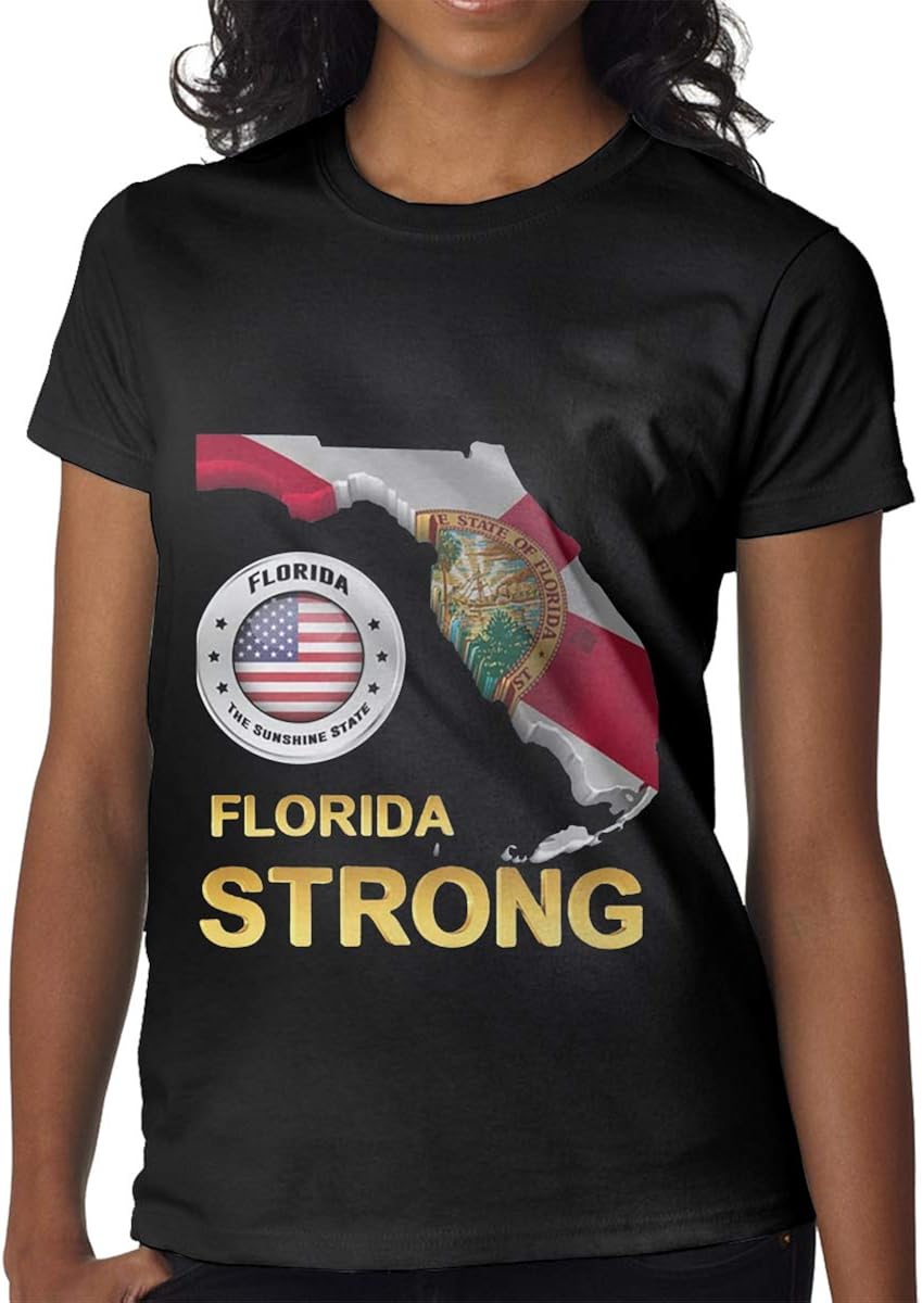 Amazon.com: Florida Strong T-Shirts Trendy Round Neck Women T Shirts