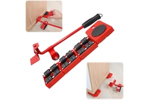ANYSENT Furniture Lift Mover Tool Set,Furniture Lifter Tool Furniture Movers with Adjustable Height Lifting Tool Lever & 4 Wheels,Mover Dolly Sliders Tool for Heavy Furniture Appliances (Red, One Size)