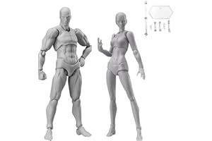 HANIFOREVER Artists Manikin Drawing Figures Mannequin,Action Figures Stop Motion Figures with Joints,Art Drawing Figures Model Human Body for Sketching Supplies,Painting,Decoration (Grey Male+Female Set)