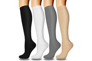 4 Pairs Copper Compression Socks for Men&Women(15-20mmHg), Compression Stocking for Swelling Running Hiking Travel Nursing