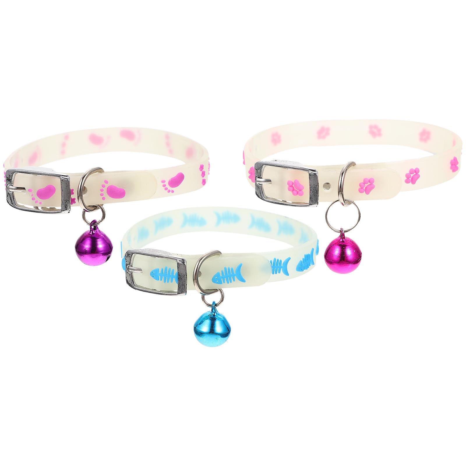VANZACK Reflective Cat Collars,3Pcs Glow in the Dark Cat Collars with Bells - Anti-Lost at Night Pet Collars, for Cats Kitten Small Pets