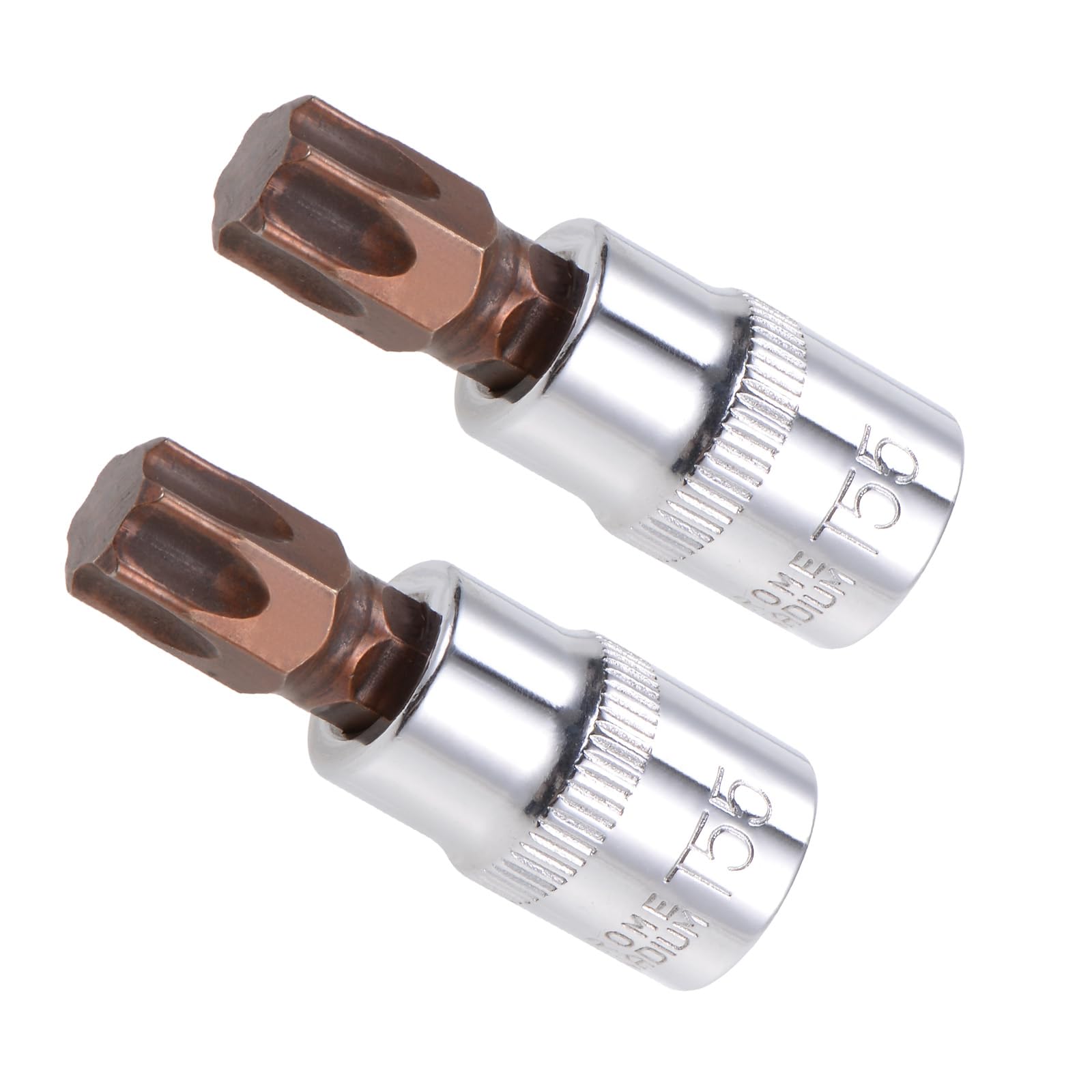CoCud Torx Bit Socket, 3/8" Drive x T55 S2 Steel CR-V Torx Star Socket Impact Bit Screwdriver Sockets Adapter - (Applications: for Fastening Screws), 2-Pieces