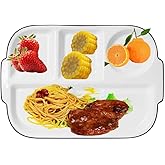 AIYoo 12inch Ceramic Divided Plate,4 Compartment Portion Control Plate,Reusable Bariatric Plate for Adults,White Dinner Plates for Daily Use,Dessert Plates for Balanced Meal