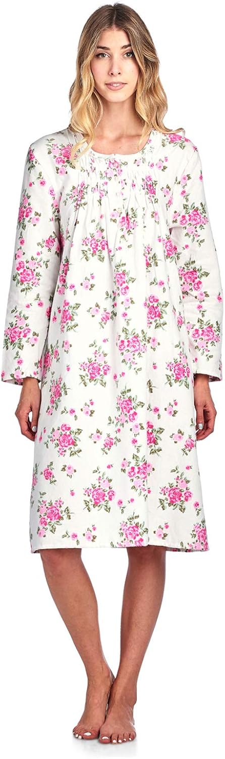Casual Nights Women's Flannel Floral Long Sleeve Nightgown at  Women’s Clothing store