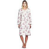 Casual Nights Women's Flannel Floral Long Sleeve Nightgown