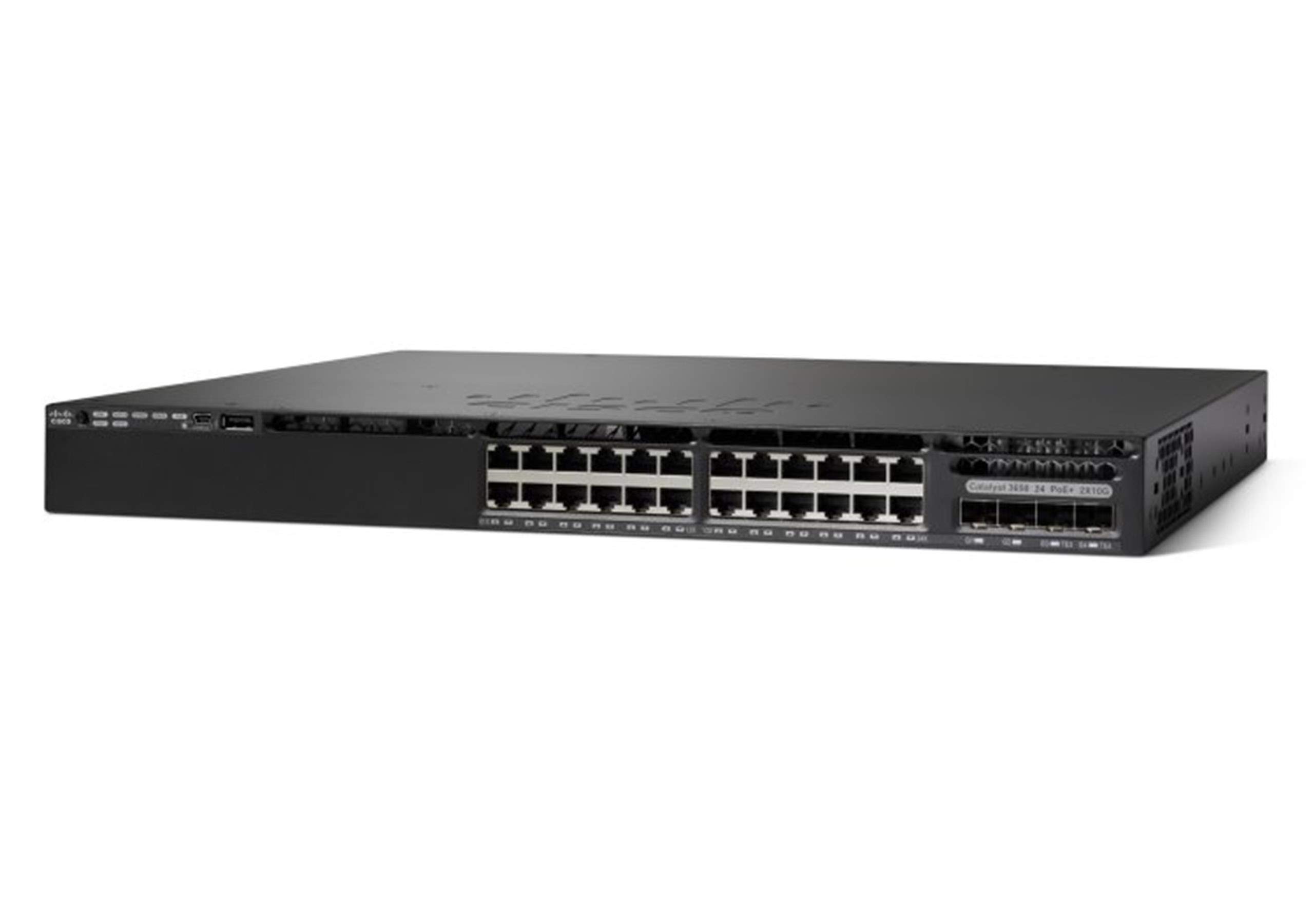Cisco Catalyst 3650-24TS-S Network Switch, 24 Gigabit Ethernet (GbE) Ports, four 1 G Uplinks, 250WAC Power Supply, 1 RU, IP Base Feature Set, Enhanced Limited (WS-C3650-24TS-S)