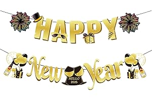 YQWIN New Year Banner New Year Party Decorations 2026 Bunting Happy New Year Backdrop Supplies Hello 2026 Sign Poster Backgro