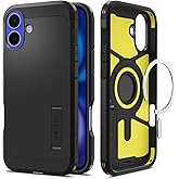 Spigen for iPhone 16 Case, Tough Armor (Ai) MagFit [Compatible with Magsafe] [Kickstand] [Military-Grade Protection] - Black