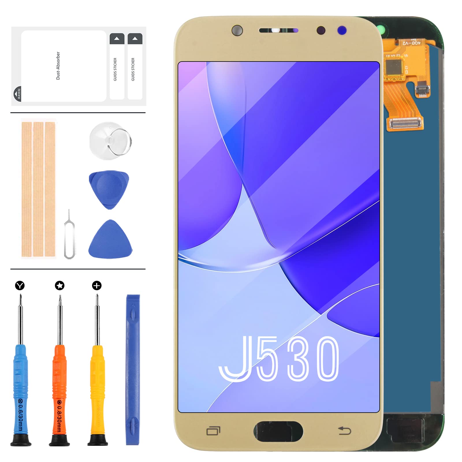 TFT For Samsung J530F Screen Replacement For Galaxy J5 2017 LCD J5 Pro Screen J530 J530L J530Y J530YM SM-J530F Display Touch Glass Assembly Digitizer Panel Repair Parts Kits (Gold)