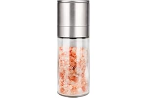 Gulex® Salt Grinder Pepper Grinder Pepper Mill, Salt Grinder Refillable, Adjustable Coarseness Black Pepper Grinder, Stainless Steel Sea Salt Shaker with Ceramic Rotor (1 pcs)
