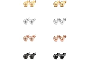 JewelrieShop Stud Earrings Ball Earrings Shiny and Matt Assorted Colors Set Unisex