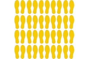 LiteMark Floor Vinyl Decals Footprint Stickers – line up Stickers for Classroom Floor, Offices, Dance, Events – Durable Gloss Finish Spot Markers, Yellow, 10.5 Inch, Pack of 40 Pcs (20 Pairs)