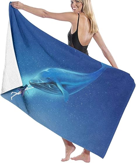 Amazon 少女とクジラ バスタオル ビーチタオル ビーチマット 柔らか シャワー タオル 吸水 速乾 水泳 タオル 特大きい バスタオル ホーム キッチン オンライン通販