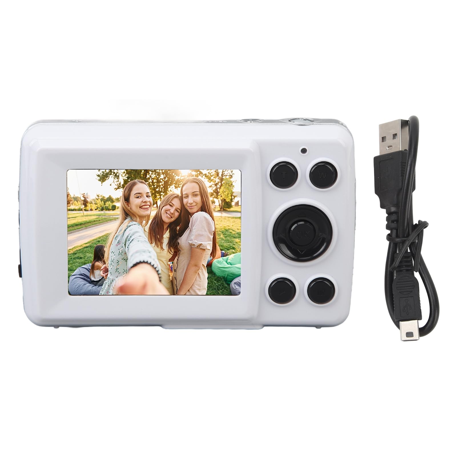 Digital Camera 16MP 1080P HD Camera with 2.4 Inch LCD Screen and 16X Digital Zoom for Kids Teens Beginners Students Portable Compact Photo Camera White