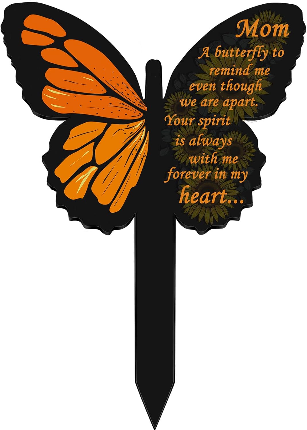 Decorative Garden Stakes - Mom Memorial Stakes Cemetery Grave Plaque Stake Markers Memorial Butterfly Plaques for Outdoors Sympathy Garden Stake Acrylic Grave Stake Waterproof Garden Grave Decoration (Retro Style)