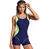 Zando Women's One Piece Boyleg Swimsuits Full Coverage Athletic Bathing Suits Modest Swimwear for Water Aerobics