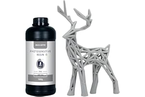 RICH-OPTO ABS-Like 3D Printer Resin UV-Curing 405nm Non-Brittle Drillable Elasticity Rapid High Precision Quick Curing Photopolymer Resolution Low Odor for LCD 3D Printing Liquid Gray 1000g