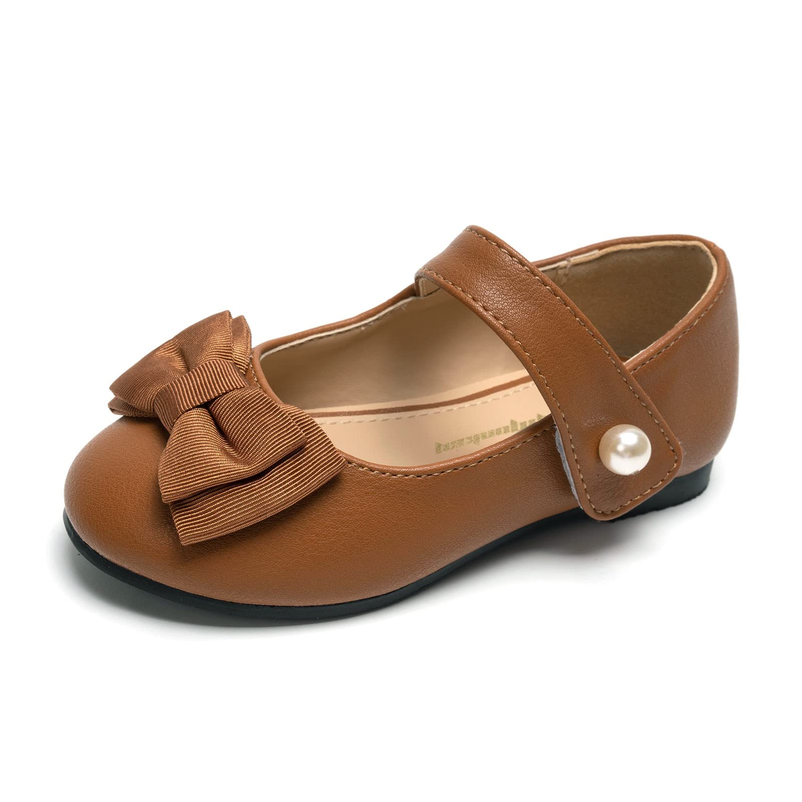 Photo 1 of ***DAMAGED***FUNKYMONKEY Toddler/Little Girl Mary Jane Dress Shoes Casual Slip on Ballet Flat (11 Little Kid, Brown Bowknot)
