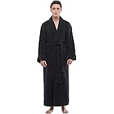 ESKYMODE Mens Cotton Bathrobe, Ankle Length Long Men’s Terry Cloth Towel Bath Robe