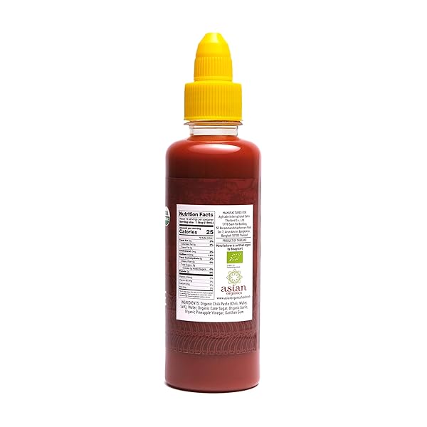 ASIAN ORGANICS SRIRACHA HOT CHILI SAUCE – THAI CHILI SAUCE, USDA ORGANIC, NON-GMO, GLUTEN-FREE, NO MSG – AUTHENTIC SIRACHA SAUCE, 9.47OZ/280ML BOTTLE