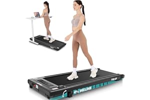 FUNMILY Walking Pad Under Desk Treadmill 2.5HP Folding Treadmill with Incline, 2 in 1 Treadmills for Home Office with LED Touch Screen | Remote Control | Max 300lbs Weight Capacity | Installation-Free