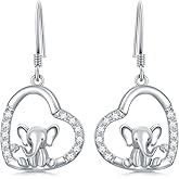 925 Sterling Silver Hypoallergenic Animal Earrings Elephant/Cow/Dragonfly/Guinea Pig/Dog/Dragon/Wolf/Bunny/Hummingbird Dangle Drop Earrings for Women Cute Animal Jewelry Gifts for Women Girls