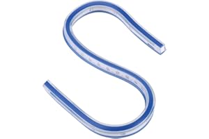 Flexible Curve Ruler Plastic Blue White Curve Flex Design Ruler for Engineering Drawing, Design Graphics, 12 Inch, 24 Inch Op