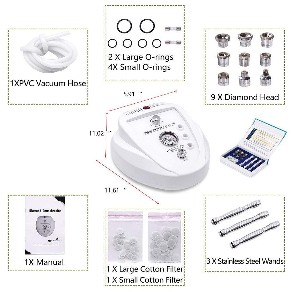 Professional Diamond Microdermabrasion Machine, Beauty Star 65-68cmhg Suction Power Professional Dermabrasion Facial Machine: Beauty